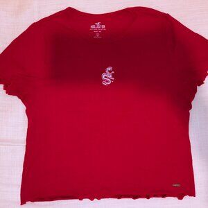 Hollister - Red Blouse w dragon embroidered